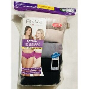 Fruit of The Loom Women's Fit For Me 10 Cotton Briefs Breathable Multi-Color